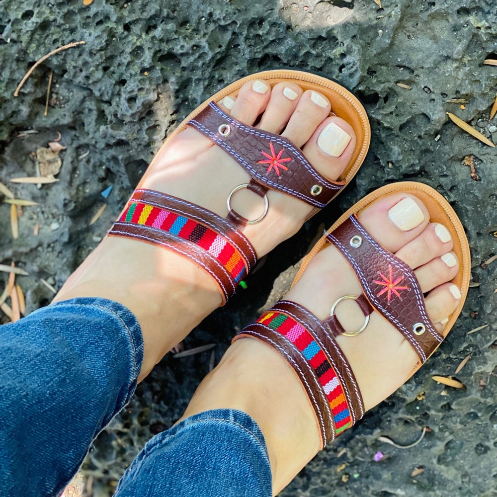 Handmade leather slide sandals